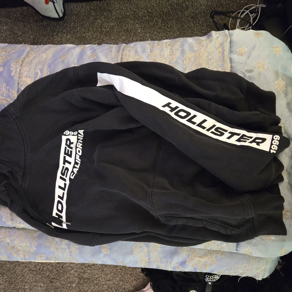 Hollister Black Hoodie with White Logo